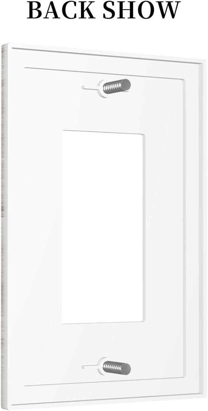 Decorative Outlet Covers Rustic Vintage White Wood Grain 1 Gang Single Rocker Light Switch Cover Plate Wall Plates GFCI Faceplate for Farmhouse Home Decor