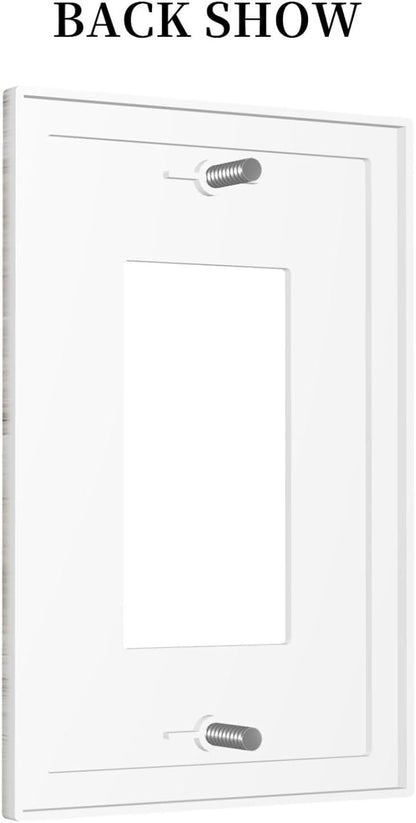 Decorative Outlet Covers Rustic Vintage White Wood Grain 1 Gang Single Rocker Light Switch Cover Plate Wall Plates GFCI Faceplate for Farmhouse Home Decor