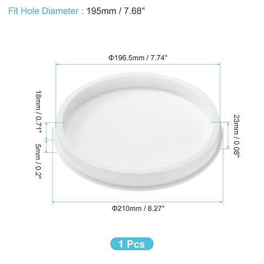 uxcell 1Pcs Silicone Hole Plug, Waterproof Round Rubber Stoppers Bottle Seal Plugs Tube Pipe End Caps for 195mm/7.68" Hole for Bathtub Bottle, White