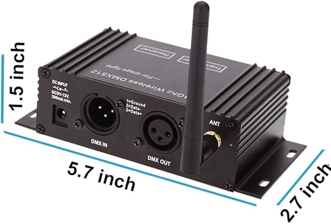DMX512 Controller 2.4G Wireless Controller Transmitter Receiver LCD Display Power Adjustable Lighting Repeater Controller 16 Groups ID Coding for Party DJ Show Club Stage Disco Stage Light