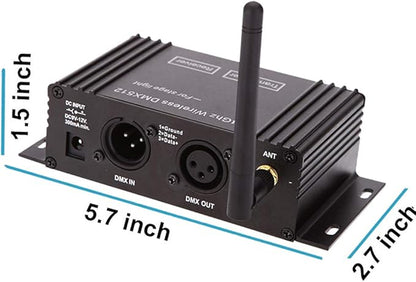 DMX512 Controller 2.4G Wireless Controller Transmitter Receiver LCD Display Power Adjustable Lighting Repeater Controller 16 Groups ID Coding for Party DJ Show Club Stage Disco Stage Light