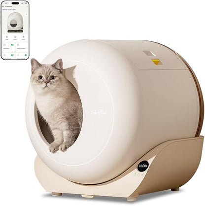 Furrytail Automatic Litter Box Pro – Self-Cleaning, Odor Control, Spacious Interior & Large Waste Bin, Includes 40 Litter Bags with APP Control