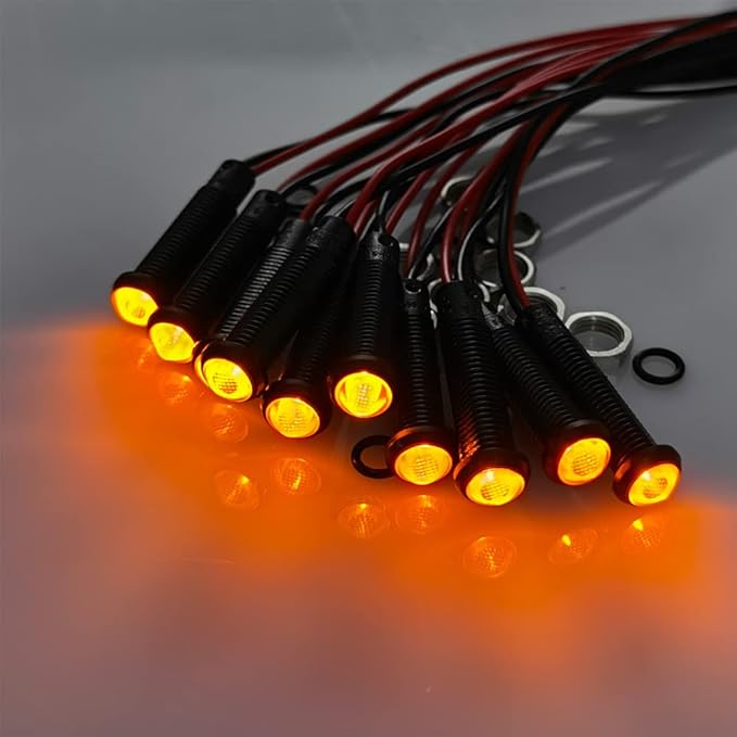 10pcs LED Plastic Indicator Pilot Light 110VAC Mounting Hole Size 6mm(Orange)