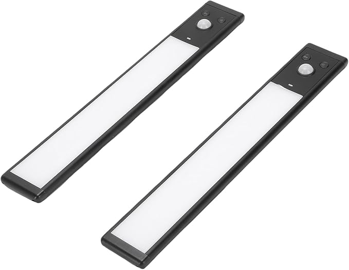 2pcs Under Cabinet Lights Rechargeable LED Motion Sensor Lights Indoor Magnetic Closet Lamps for Kitchen Stick On 3 Color