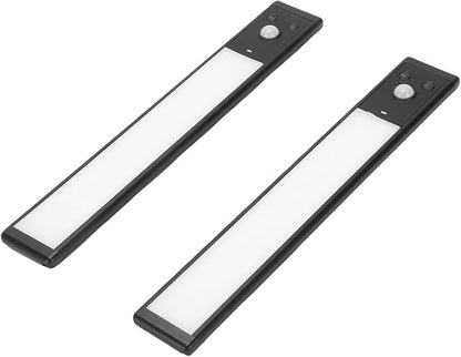 2pcs Under Cabinet Lights Rechargeable LED Motion Sensor Lights Indoor Magnetic Closet Lamps for Kitchen Stick On 3 Color
