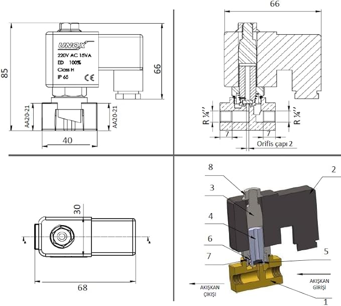 UNOX 1/4" NPT Solenoid Valve 24V DC, Brass Control Valve Normally Closed - 0-232 PSI Multi-Purpose Reliable Control Valve for Water, Air, and Gas - Solenoid Valves