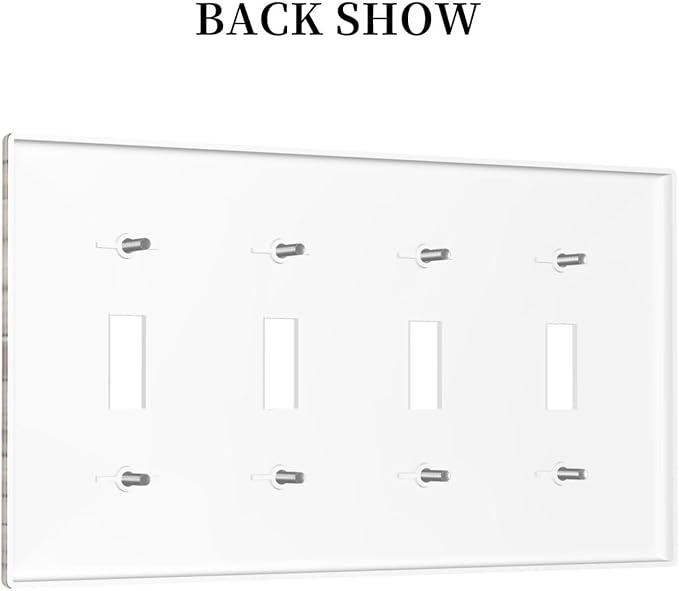 Light Switch Covers Stone Textured Brown Brick Natural Stone Quad Toggle Electrical Faceplate 4 Gang Wall Plate Decorative Switch Plates For Farmhouse Cabin Decor