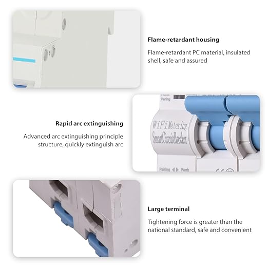 2P Smart Circuit Breaker, 100A 220V WiFi Smart Energy Monitor Switch Meter, One-Click Switch, APP Remote Switch, Miniature Circuit Breakers, Remote Control with TY APP for Apartments