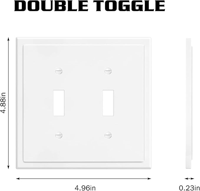 2-Gang Modern Edge Decorative Wall Plate Cover Switch Outlet Double Toggle Electrical Faceplate for Light Switches, Smart Switch, GFCI, Dimmers, Receptacle, USB Outlet (4 Pack, Double Toggle)
