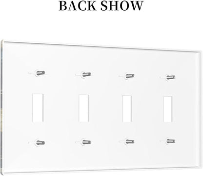 Light Switch Covers Modern Abstract Sky Blue Gold Moon Sun Star Quad Toggle Electrical Faceplate 4 Gang Wall Plate Decorative Switch Plates for Bedroom Kids room Decor