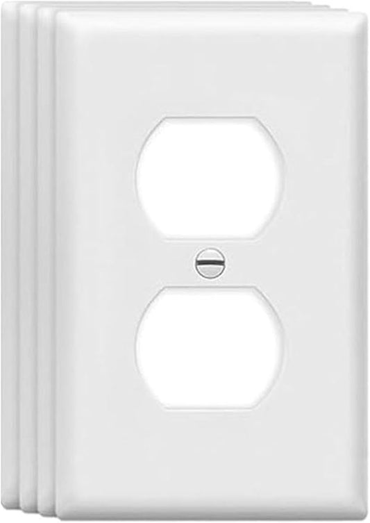 Duplex Wall Plates 1-Gang Switch Outlet Electrical Cover Plate Unbreakable Thermoplastic Faceplate for Light Receptacle Outlet Switch, White (4 Pack)