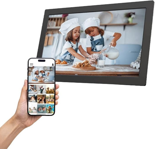 IMPECCA 10.1” Wi Fi Digital Picture Frame, Touch ScreenSmart Picture Frame, 32GB Storage up-to 50,000 Photos, Auto-Rotate, Slideshow, HD 1280x800 IPS Share via Frameo APP