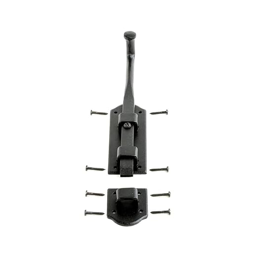 Renovators Supply Manufacturing Slide Bolt Latch 9 in. Black Iron Ball Tip Style Slide Bolt with Mounting Hardware