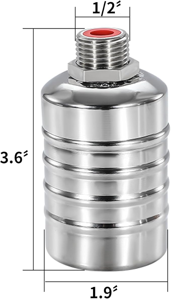 Float Valve, 1/2" to 3/4" 1" 304 Stainless Steel Fully Automatic Water Level Controller, Automatic Water Level Control Float Valve for Water Tank, Livestock Troughs, Pool, Distiller