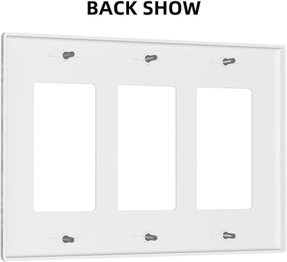 Light Switch Covers Farmhouse Rustic Grey Barn Door Wood 3 Gang Rocker Electrical GFCI Decorative Triple Outlet Wall Plate Cover Switchplate for Bedroom Cabin Decor