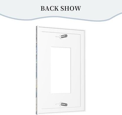 Decorative Outlet Covers Blue White Flower Gold Line Cloud 1 Gang Rocker Light Switch Cover Plate Single Wall Plates for Electrical Outlets Switch Plate Covers Faceplate for Home Decor