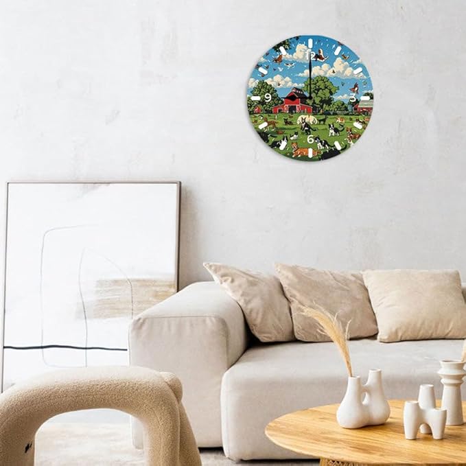 10 in Dog Pooping -5 Wood Wall Clock – Digital Time Display, Smart Home Compatible for Bedside or Workspace