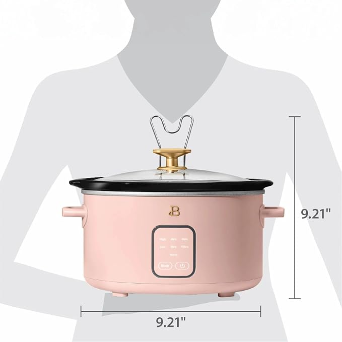 Beautiful 4-Qt Digital Slow Cooker with Smart Touch Screen, Removable Pot, Timer Presets, Ideal for Small Families