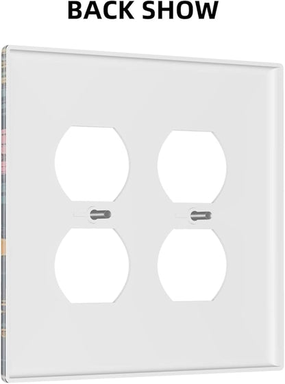 Decorative Outlet Covers Cartoon Comics Colorful Mushrooms 2 Gang Wall Plate Cover Double Duplex Receptacle Two Switch Light Switch Cover Plate Jumbo Dual Faceplate for Home Decor