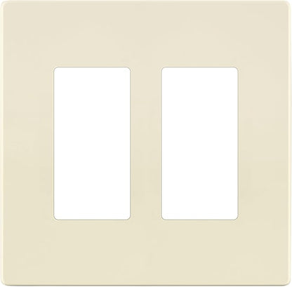 LIDER Matte Finish Decorator Switch Cover, Screwless Wall Plate, Mid-Size 2-Gang 4.88" x 4.92", Unbreakable Polycarbonate Thermoplastic, UL Listed, LSWP-32M-LA, Light Almond