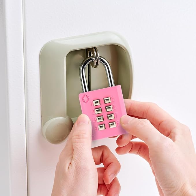 XB35 8-Digit Push Button Combination Padlock, 4 Digit Locking Mechanism, Pink, 1-Pack