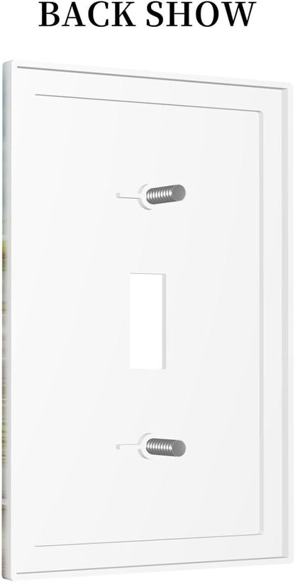 Decorative Light Switch Cover Beach Ocean Lighthouse Seashells 1 Gang Single Toggle Device Electrical Faceplate Switchplates Decorator Outlet Wall Plate For Bed Room Living Room Decor