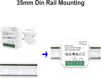 2 Channel Smart Energy Monitor with Tuya WiFi – Solar PV Power Meter, Bidirectional Electricity Usage Tracker, Real-Time Consumption & Production Monitoring, CT Sensors, Mobile App Control