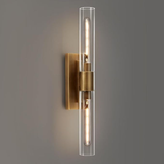 24.8" L Minimalist Style Wall Sconces 2-Lights Brass Wall Lights Fixtures Morden Cylinder Wall Light for Bathroom Vanity Light Indoor Wall Mounted Lamps for Living Room,Bedroom,Hallway