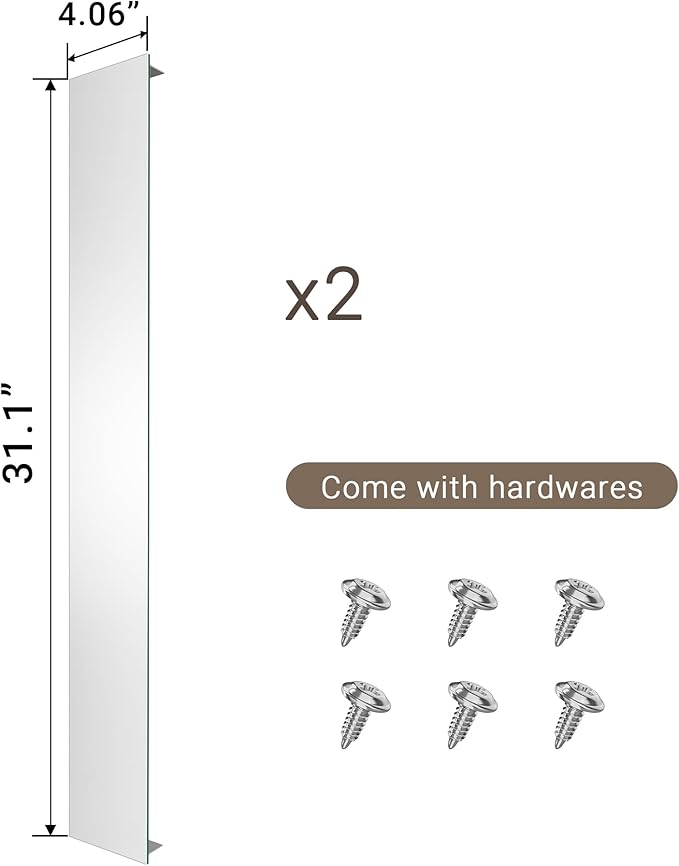 Side Mirrored Kits, 4'' W x 32'' H Decorative Side Mirrors Set of 2 for 32-Inch-Height Front & Backlit Lighted Mirror Cabinet Surface-Mounting-Use Only (for Model-Terri)