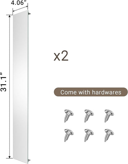 Side Mirrored Kits, 4'' W x 32'' H Decorative Side Mirrors Set of 2 for 32-Inch-Height Front & Backlit Lighted Mirror Cabinet Surface-Mounting-Use Only (for Model-Terri)