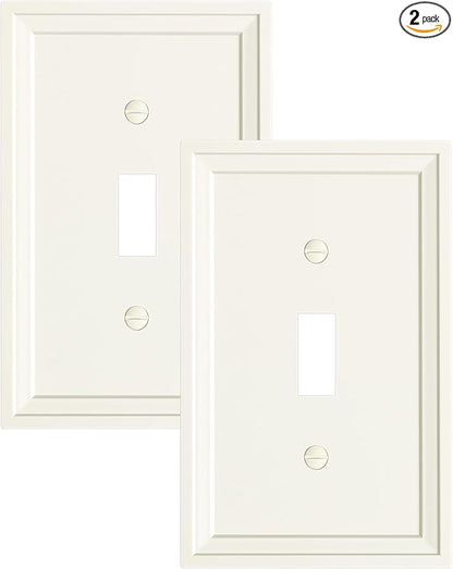 2-Pack Single Toggle Light Switch Covers Wall Plate, Light Almond Decorative Switch Plate Covers, 1 Gang Natural Bamboo Fiber Wall Plate, Corrosion Resistant