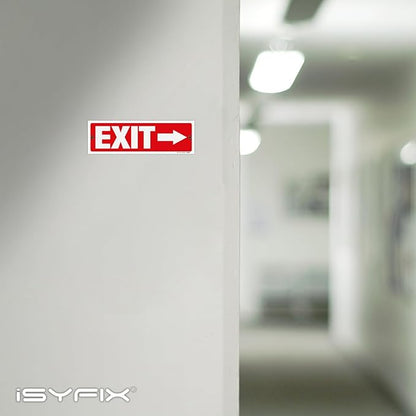 iSYFIX Exit Signs - 12 Pack 12x4 Inch Directional Arrow Signs, 40 mil Polystyrene Plastic, UV Laminated, Scratch & Fade Resistant, Waterproof - Ideal for Office, Theater, School, Business
