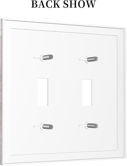 Decorative Switch Plates Pink White Daisy Butterfly Wood Grain 2 Gang Double Toggle Outlet Light Switch Cover Wall Plate Electrical Faceplate for Farmhouse Bathroom Decor