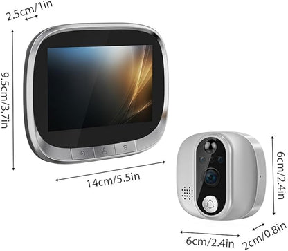 Smart Video Doorbell Camera, WiFi Door Peephole Camera with 4.3in Display Monitor, Tuya APP Wireless Digital Door Viewer, Integrated Doorbell and Night Vision, Rechargeable 3500Ah Battery