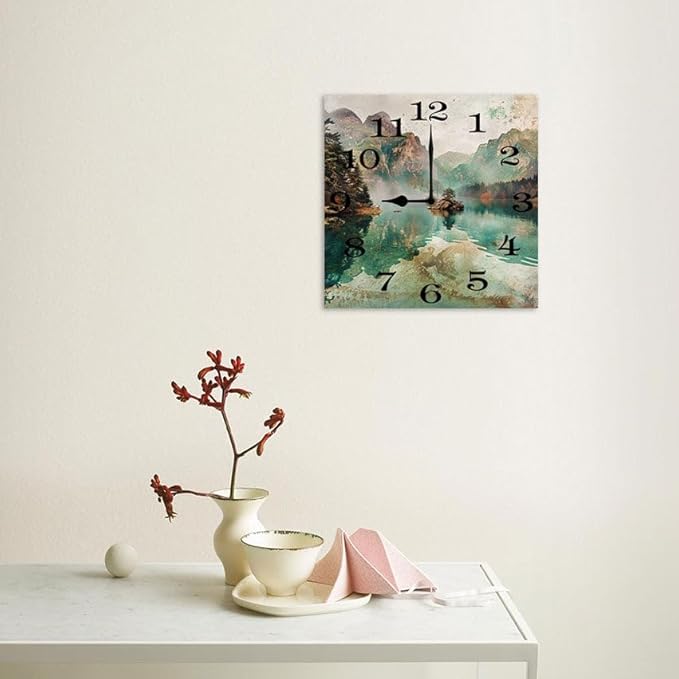 10 in Cosmic Connection -218 Wood Wall Clock – Digital Time Display, Smart Home Compatible for Bedside or Workspace