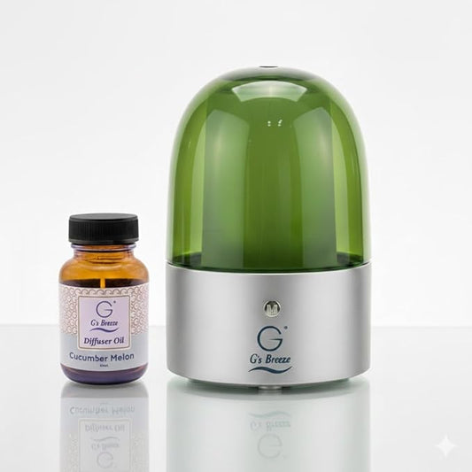 G’s Breeze Smart Diffuser with Refill – Bluetooth & Wi-Fi App Control, Gradient LED Lighting, Adjustable Scent Intensity, Low Noise, 24 Hour, Aromatherapy Diffuser for Home & Office - Cucumber Melon