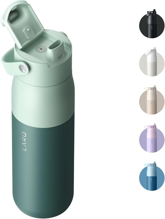 LARQ Bottle Swig Top 23oz - Insulated Stainless Steel Water Bottle With Built-In Silicone Handle | BPA Free | Reusable Water Bottle for Sports, Gym, and Travel, Eucalyptus Green