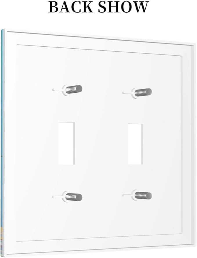Decorative Light Switch Cover Plate Colorful Paint Splatters Blue Wood Plank 2 Gang Wall Plate Oversized Double Toggle Two Switch Wall Cover Plate Dual Device Faceplate