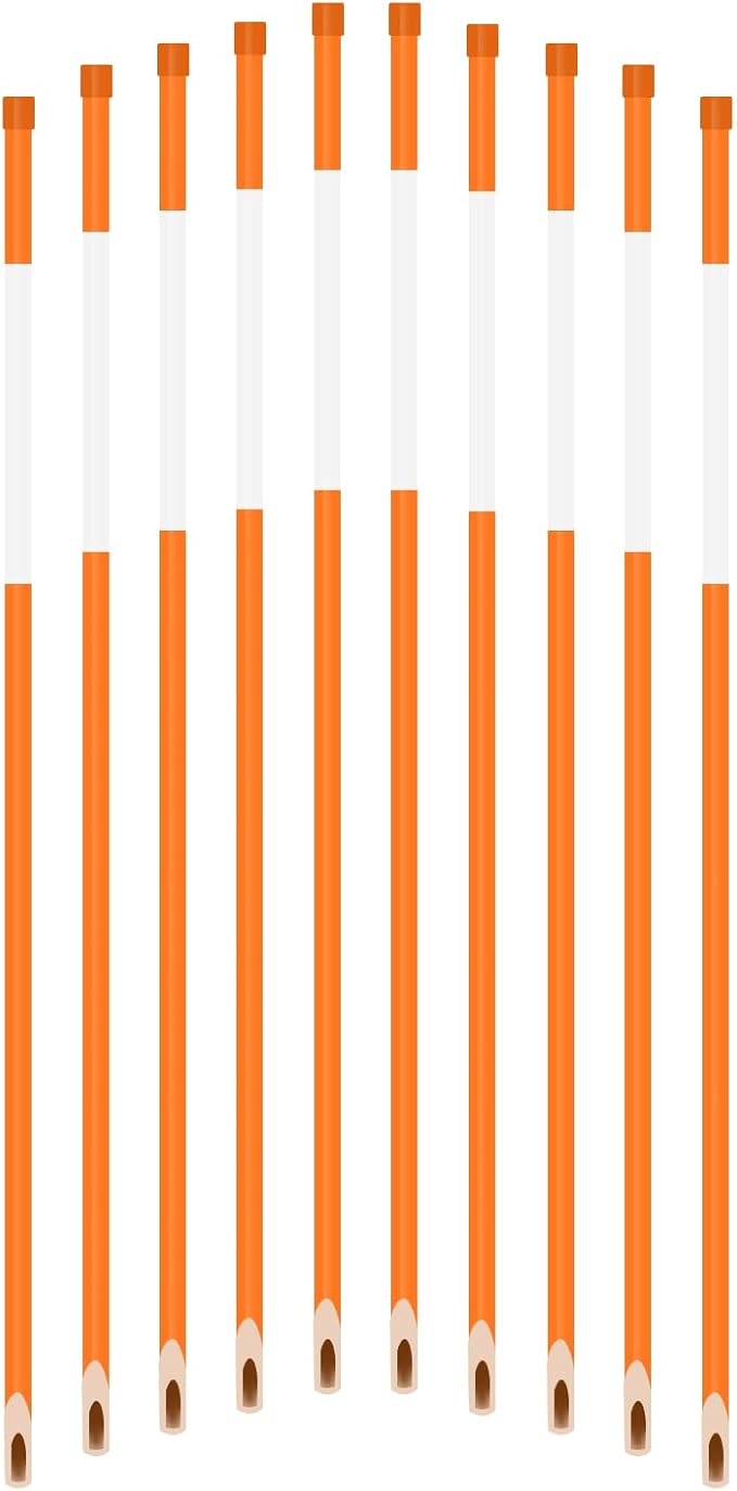 FiberMarker 24-Inch Reflective Driveway Markers Driveway Poles for Easy Visibility at Night 5/16 Inch Diameter Orange, 50 Pack (Hollow Tube)