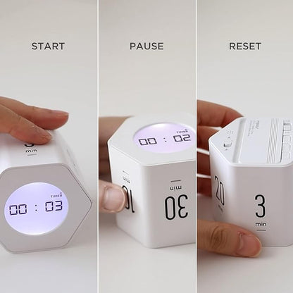 mooas Multi-Hexagon Clock Cube, Digital Clock, Pomodoro Timer, Backlit Display 12/24H Mode Count up & Countdown Timer, Rotating Various Time Presets for Classroom, Gym, Kitchen (Mint)