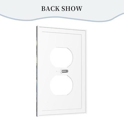 Blue White Flowers Light Switch Cover 1 Gang Outlet Plate Single Duplex Wall Plate Covers Decorative Switchplate Covers Electrical Faceplate for Home Decor