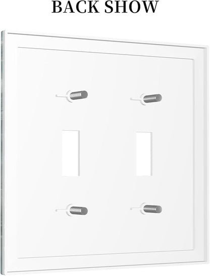 Decorative Switch Plates Rustic Teal Daisy Floral Flowers Butterfly Wood Grain 2 Gang Double Toggle Outlet Light Switch Cover Wall Plate Electrical Faceplate for Bathroom Bedroom Decor