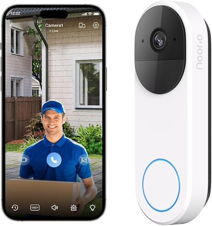 Noorio 3K Smart Video Doorbell Wireless, 5MP Battery-Powered Security Camera with Chime, 180-Day Battery Life, AI Package/Human Detection, 2-Way Talk, No Monthly Fee, Compatible with Alexa