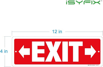 iSYFIX Exit Signs 2 Pack 12x4 Inch with Directional Right & Left Arrows - Rust Free Aluminum, Laminated for UV, Weather, Scratch Resistance - Ideal for Offices, Schools, Theaters, Restaurants