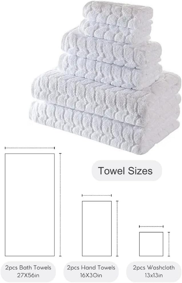 BAGNO MILANO Turkish Bath Towels, Soft Plush Jacquard Luxury Bath Towels, Quick Dry Towel Set (Royal Green, 6 pcs Towel Set)