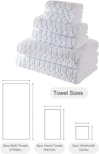 BAGNO MILANO Turkish Bath Towels, Soft Plush Jacquard Luxury Bath Towels, Quick Dry Towel Set (Royal Green, 6 pcs Towel Set)