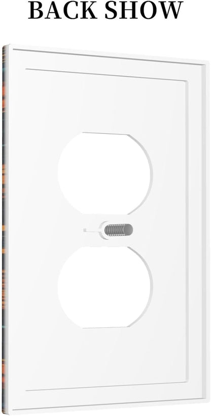 Boho Colorful Mandala 1 Gang Duplex Receptacle Switch Wall Plate Decorative Switchplate Outlet Covers Electrical Plug Cover Faceplate for Bathroom Home Decor 5 X 3 IN