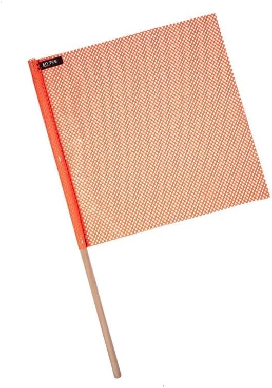 Mytee Products (8 Pack) 18"x18" Orange Safety Flags for Truck Loads w/Dowel - DOT Compliant Jersey Mesh Warning Flags on Stick for Oversize Wide Load, Construction, Road Traffic, Pedestrian Signs