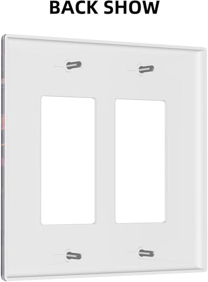 Decorative Outlet Covers Purple Space Astronaut Planet 2 Gang Wall Plate Double Rocker Two Switch Wall Cover Plate Jumbo Dual Electrical GFCI Face Plate for Bedroom Home Decor