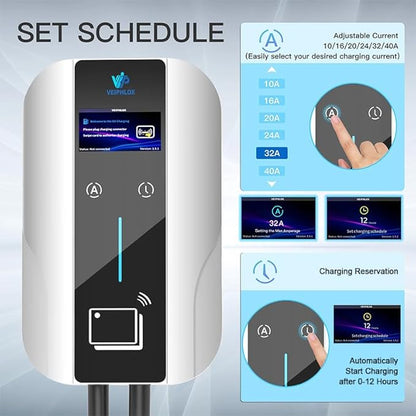 Level 2 EV Charger J1772 Fast Charging,EV Chargers for Home 40 Amp-Smart Display,Electric Car Charger 240V,Electric Vehicle Charging Stations Outdoor/Indoor,Charge Point NEMA 14-50 Home Flex, 25ft